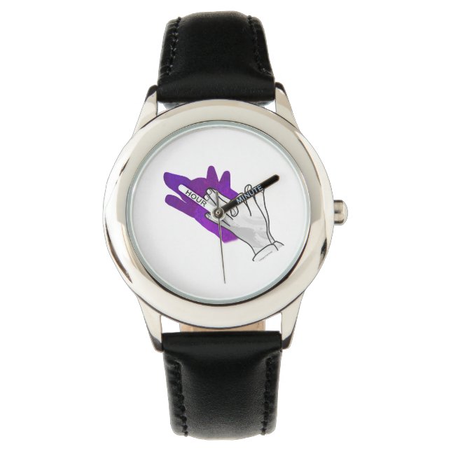 Hand Silhouette Wolf Purple Watch (Front)