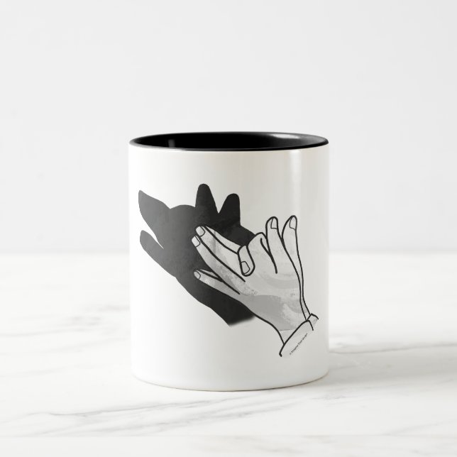 Hand Silhouette Wolf Two-Tone Coffee Mug (Center)