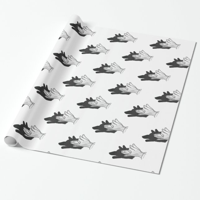 Hand Silhouette Wolf Wrapping Paper (Unrolled)