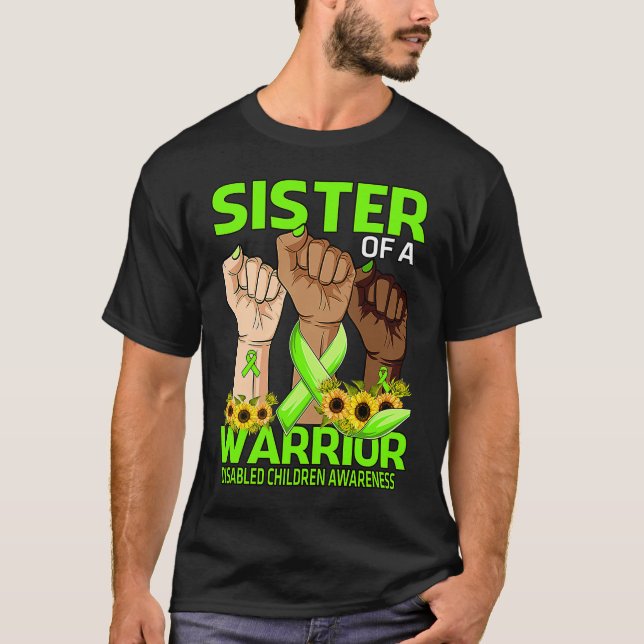 Hand Sister Of A Warrior Disabled Children Awarene T-Shirt (Front)