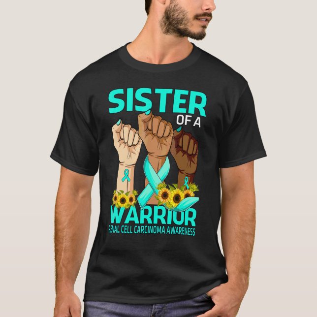 Hand Sister Of A Warrior Renal Cell Carcinoma Awar T-Shirt (Front)