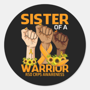 Hand Sister Of A Warrior Rsd Crps Awareness Sunflo Classic Round Sticker