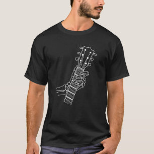 Hand Skeleton Playing Acoustic Rock On His Guitar T-Shirt