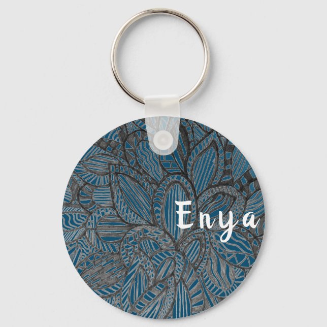 Hand Sketch Design Personalised  Key Ring (Front)