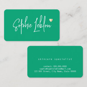 Hand Sketched Name with Heart green-blue Business Card
