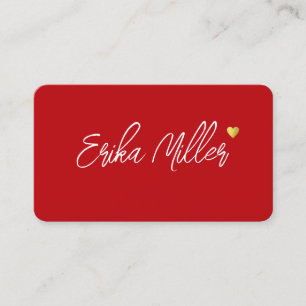 Hand Sketched Name with Heart red Business Card