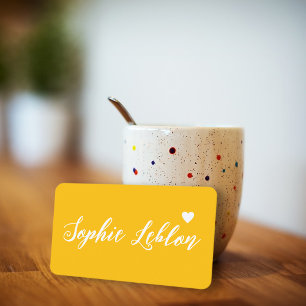 Hand Sketched Name with Heart Yellow-Orange Business Card