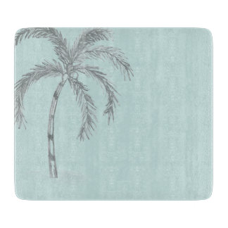 Hand sketched Palm tree with fronds blackand white Cutting Board