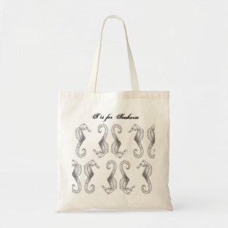 Hand Sketched S is for Seahorse Tote Bag