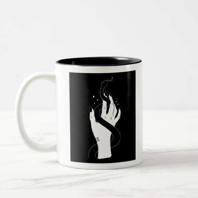 Hand snake design Two-Tone coffee mug (Left)