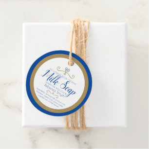 Hand soap ingredients blue gold product tag