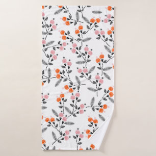 Hand stitch Embroidery Seamless pattern with liber Bath Towel