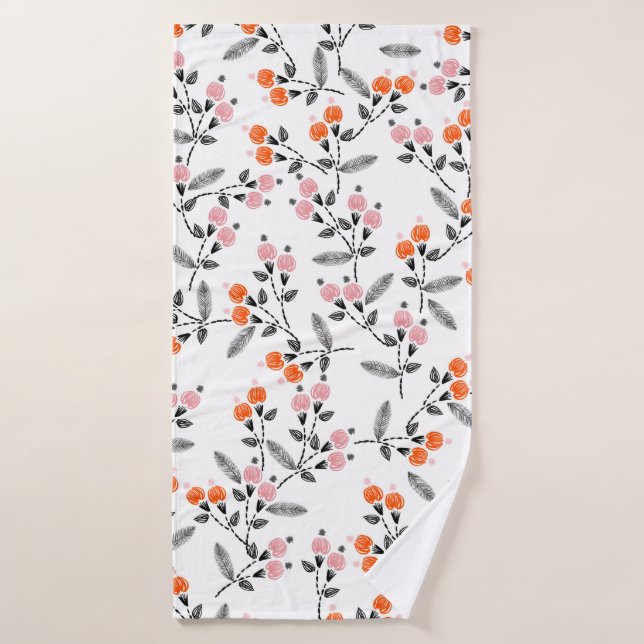 Hand stitch Embroidery Seamless pattern with liber Bath Towel (Bath Towel)