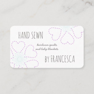 Hand Stitched Flower Seamstress Fabric Artisan  Business Card
