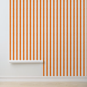 Hand-Stitched Ticking Stripe Coordinate - Orange Wallpaper