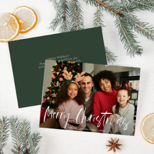 Hand styled white lettering christmas card