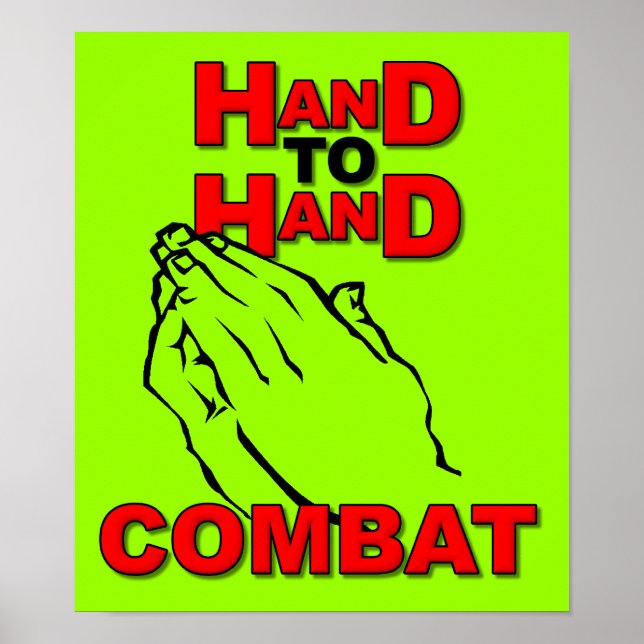 Hand To Hand Combat Prayer Sign Poster Christian (Front)