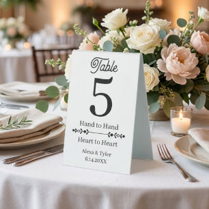 Hand to Hand, Heart to Heart Wedding Table Number