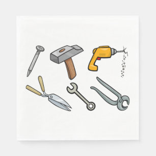 Hand Tools Hammer Drill Nail and Wrench Napkin
