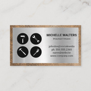 Hand Tools Icons   Metal and Worn Leather Business Card