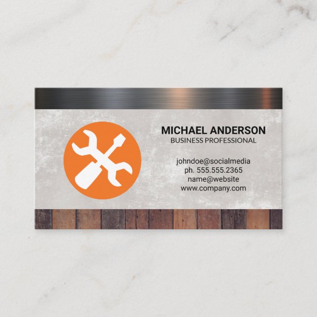 Hand Tools | Wood Metal Material Business Card (Front)