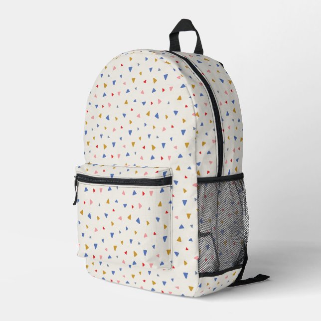 Hand Tossed Triangle Pattern Printed Backpack (Back Corner Right)