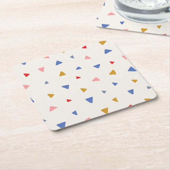 Hand Tossed Triangle Pattern Square Paper Coaster (Angled)