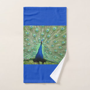 Hand Towel - Peacock on Royal Blue