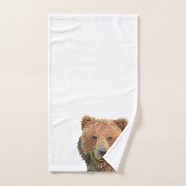 Hand towel w/ grizzly bear (Hand Towel)