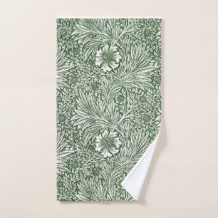 HAND TOWEL : WILLIAM MORRIS : GREEN MARIGOLD