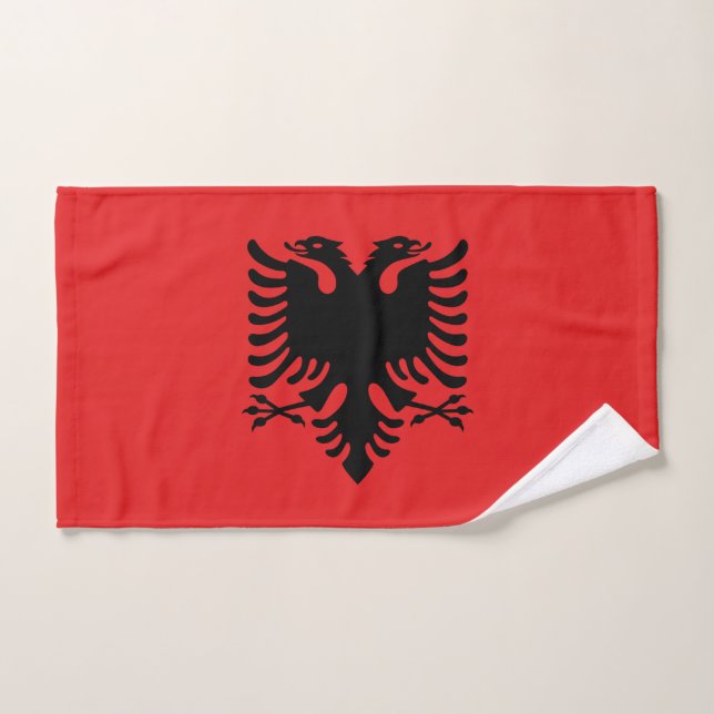 Hand Towel with Flag of Albania (Hand Towel)