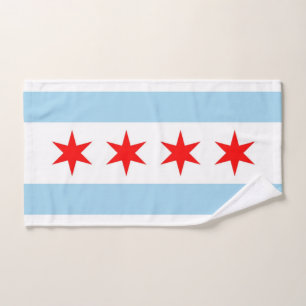 Hand Towel with Flag of Chicago City, USA