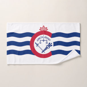 Hand Towel with Flag of Cincinnati City, USA