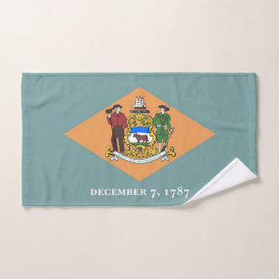 Hand Towel with Flag of Delaware State, USA