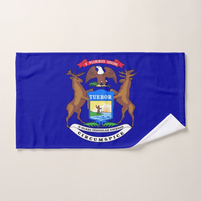 Hand Towel with Flag of Michigan State, USA (Hand Towel)