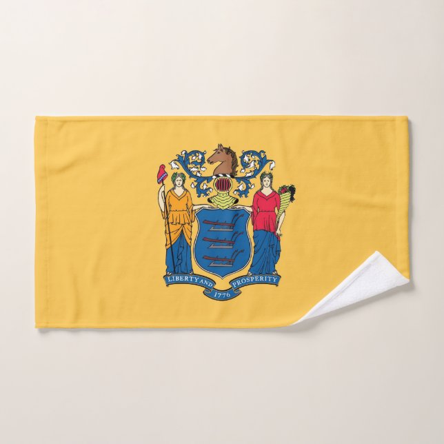 Hand Towel with Flag of New Jersey State, USA (Hand Towel)