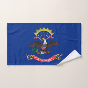 Hand Towel with Flag of North Dakota State, USA
