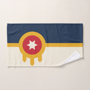 Hand Towel with Flag of Tulsa City