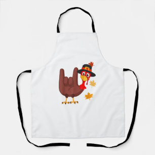 Hand Turkey American Sign Language I Love You Than Apron
