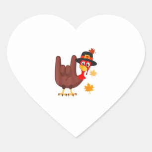 Hand Turkey American Sign Language I Love You Than Heart Sticker