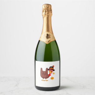 Hand Turkey American Sign Language I Love You Than Sparkling Wine Label
