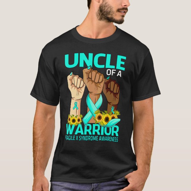 Hand Uncle Of A Warrior Fragile X Syndrome Awarene T-Shirt (Front)