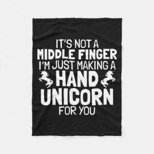 Hand Unicorn Middle Finger Funny Sarcastic Crude Fleece Blanket