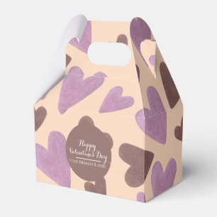 Hand Watercolor Hearts Chocolate Pink Favour Box