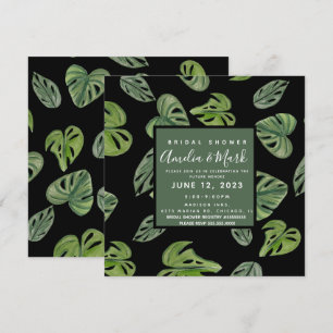 Hand Watercolor Monstera Adansonii Leaf Bridal Invitation