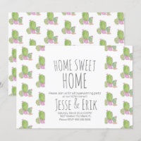 Hand-Watercolored Cactus Plants Housewarming Party