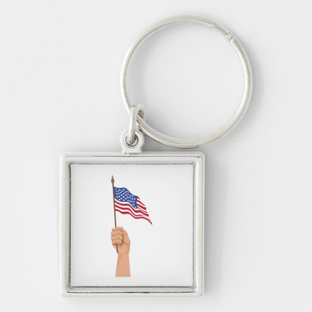 hand waving usa flag key ring (Front)
