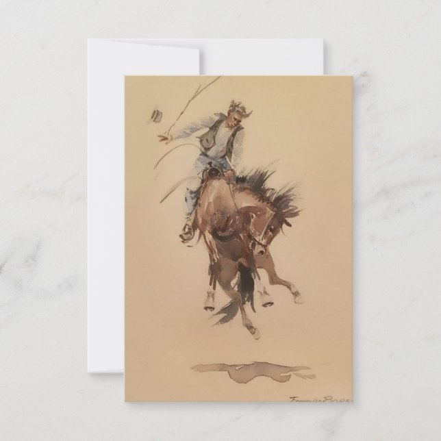 Hand-Whipping a Bronc by Edward Borein Thank You Card (Front)