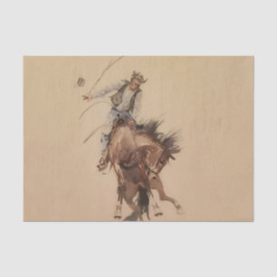 Hand-Whipping a Bronc by Edward Borein Tissue Paper