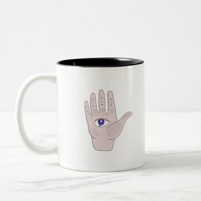 Hand With an Eye Two-Tone Coffee Mug (Left)